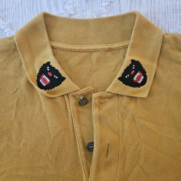Gucci Kids Yellow Cotton Panther Embroidery Polo Kids XXL - Picture 4 of 15